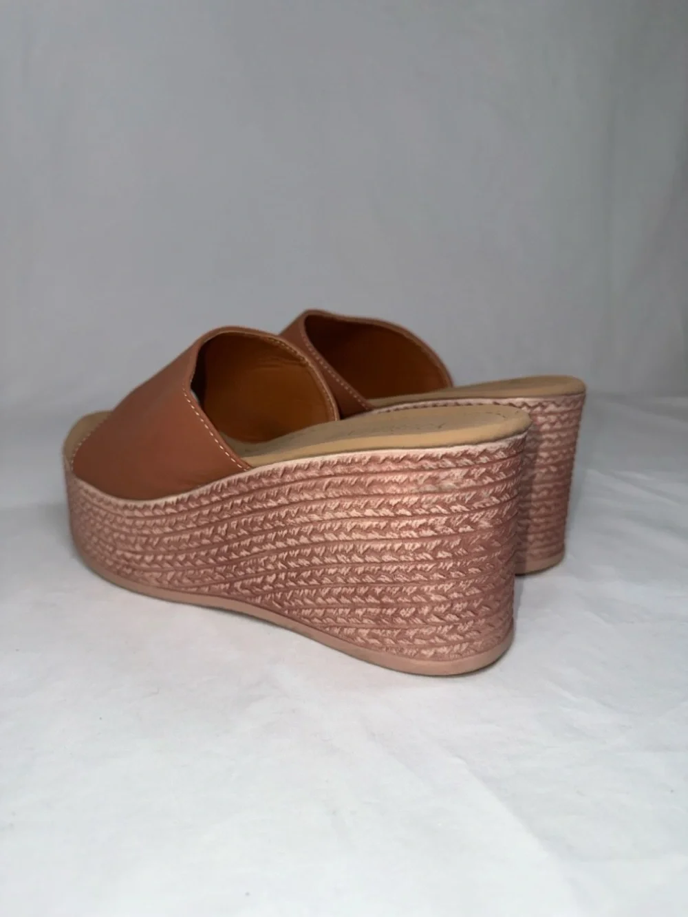 Platform Slide Sandals Brown Wedge Espadrille Style Womens Size 42 Size 10.5